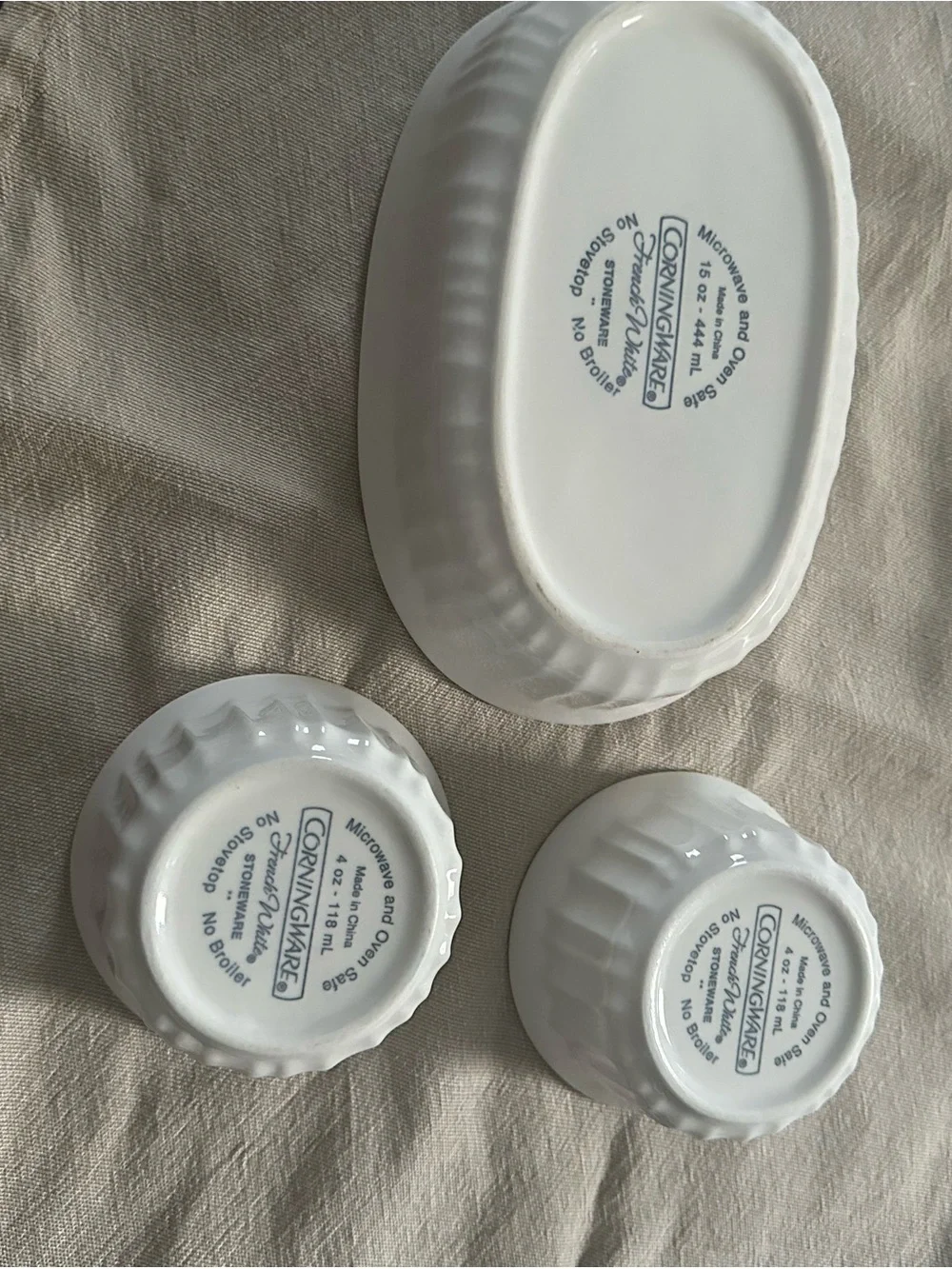 Corningware French White Ramekins & Oval Baker Set